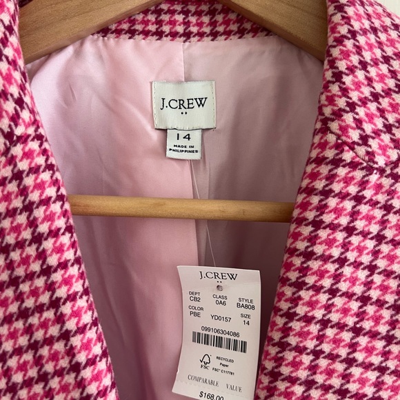 J. Crew Pink Houndstooth Women's Blazer - Picture 2 of 7